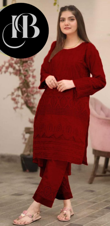 2PC Red Chikankari SUIT