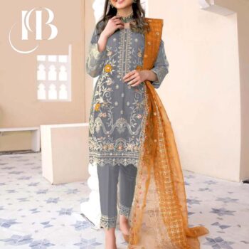 3Pc Full Embroidered Shirt With Dupatta