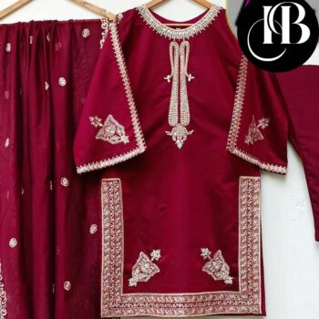 3Piece Elegant Daman Embroidered Suit