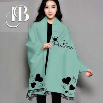 Women Fleece Green Poncho Shawl For Winter - Image 2