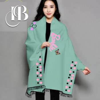 Women Fleece Green Poncho Shawl For Winter - Image 3