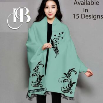 Women Fleece Green Poncho Shawl For Winter