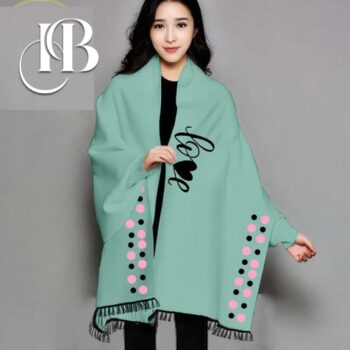 Women Fleece Green Poncho Shawl For Winter - Image 14