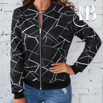 Cross lining zipper jacket Avalible In Three Sizes